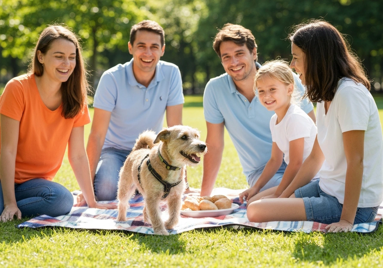 Australian Shepherd in a family setting